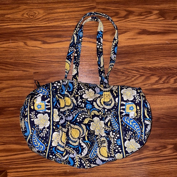 EUC Vera Bradley Retired Ellie Blue Pattern Vintage Travel Tote Duffle bag - Picture 1 of 14